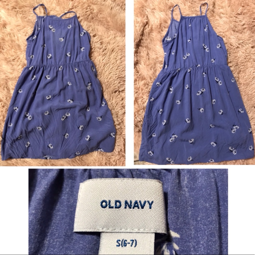 Blue floral summer dress size 6/7- worn once